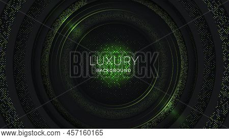 Abstract Circle Geometry Background With Emerald Glitters