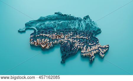 Topographic Switzerland Map Hypsometric Switzerland Elevation Tint Spectral Shaded Relief Map 3d Ill