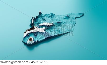 Topographic Syria Map Hypsometric Syrian Elevation Tint Spectral Shaded Relief Map 3d Illustration