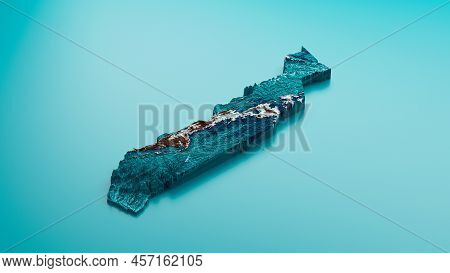 Topographic Togo Map Hypsometric Togo Elevation Tint Spectral Shaded Relief Map 3d Illustration