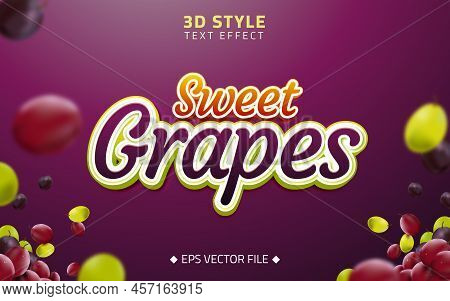 Sweet Grapes 3d Style Text Effect With Realistic Fruits Background