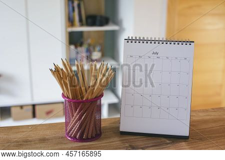 2022 Calendar Desk Place On Table. Desktop Calender For Planner To Plan Agenda, Timetable, Appointme