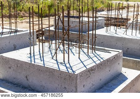 Monolithic Reinforced Concrete Foundations For The Construction Of A Residential Building. Grillage 