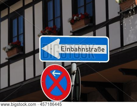 Einbahnstrasse Translation One Way Road Traffic Sign