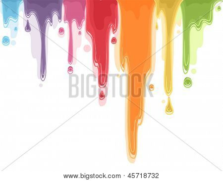 Ilustrace kapající barvy v barvě duhy