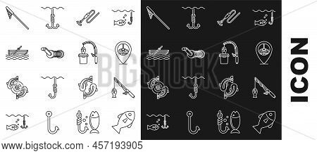 Set Line Fish, Fishing Rod And Fish, Location Fishing, Line With Hook Float, Spinning Reel For, Boat