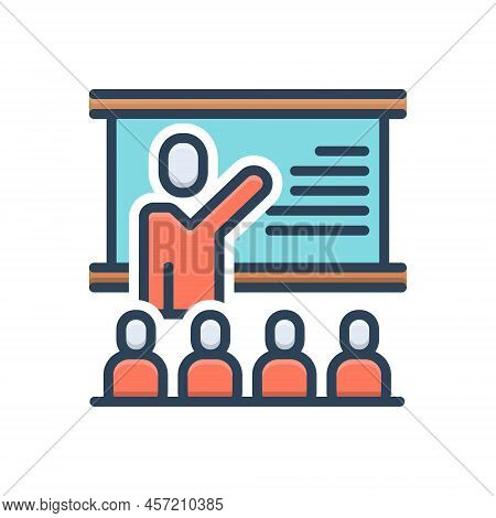 Color Illustration Icon For Lectures Discourse Presentation Instruction Teach Teacher Classroom Educ