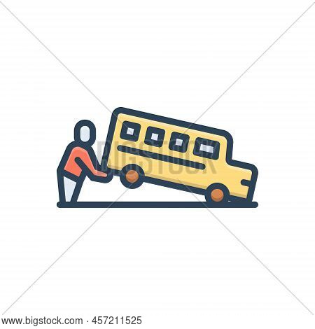 Color Illustration Icon For Harder Strong Efficiency Rigid Forceful Heavier Transport