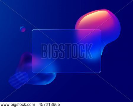 Glass Morphism Credit Card Template. Plastic Rectangle Of Transparent Plastic With Blur Effect. Liqu