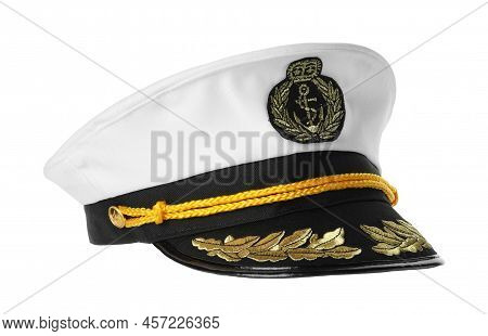 Peaked Cap With Accessories Isolated On White