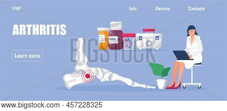 Rheumatoid Arthritis Of The Foot. Tiny Doctors Treat Rheumatism, Osteoarthritis, Gout, Make Ultrasou