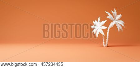 Palm Trees With Coral Background, Creative Minimal
Concept Idea Summer, Tropical, 3d Render Illustra