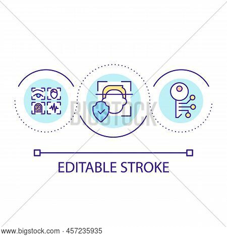 Biometric Authentication Loop Concept Icon. Cybersecurity Process Abstract Idea Thin Line Illustrati