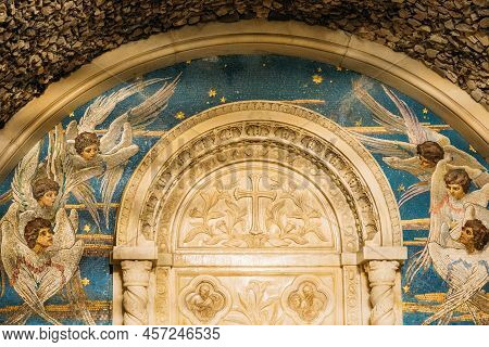 Mosaic Panels Depicting Flying Seraphim In Chapel-tomb Of Paskevich 1870-1889 Years In City Park. Fa