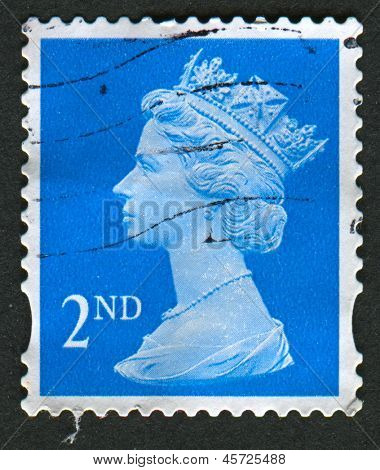 UK-เซอร์กา 1989:A แสตมป์ที่พิมพ์ในประเทศอังกฤษแสดงรูปของ Elizabeth II เป็นพระมหากษัตริย์รัฐธรรมนูญของ 16 