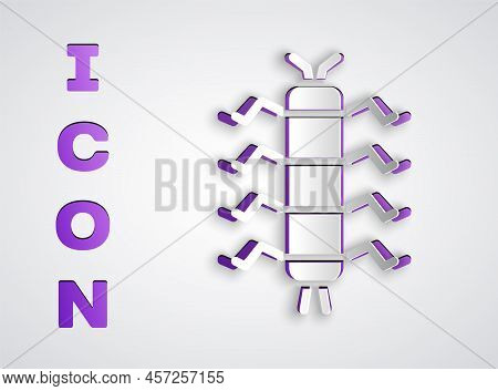 Paper Cut Centipede Insect Icon Isolated On Grey Background. Paper Art Style. Vector