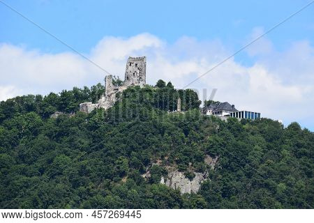 Königswinter, Germany - 06 28 2022: Ruin Of The Drachenburg Above The Rhine