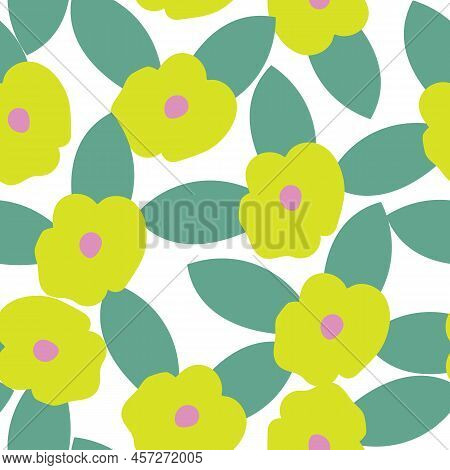 Seamless Abstract Vector Cute Floral Pattern. Vector Illustration Pattern Background. Suitable For P