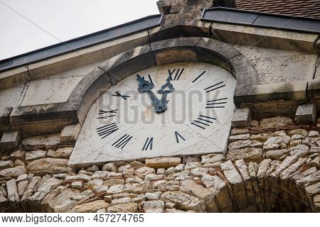 Old Historical Town Clock In City Of Cremieu, France