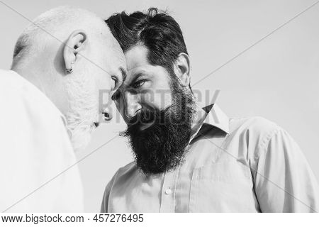 Man. Family Generation: Future Dream And People Concept. Male Multi Generation Portrait. Two Generat