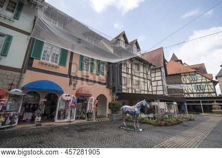 Bukit Tinggi, Malaysia - Jun 08, 2022: Day Time View At Colmar Tropicale In Berjaya Hills, Bukit Tin
