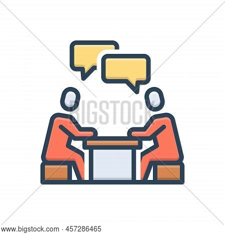 Color Illustration Icon For Verbal Oral Spoken Vocal Discuss Debate Chat Dialogue Bubble Communicati