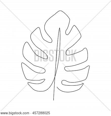 Monstera Leaf Line Art. Contour Drawing. Minimalism Art. Modern Decor.