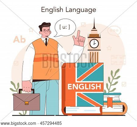 English Class Concept. Study Foreign Languages In School Or University