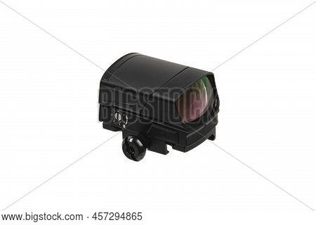 Modern Optical Collimator Sight. Aiming Device For Shooting At Short Distances. Isolate On A White B