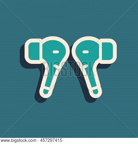 Green Air Headphones Icon Icon Isolated On Green Background. Holder Wireless In Case Earphones Garni