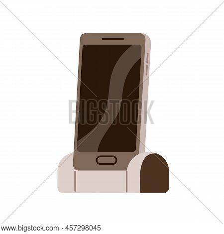 Mobile Smart Phone With Touchscreen On Charger Base. First Smartphone Of 2010 Type. Single-button Ce