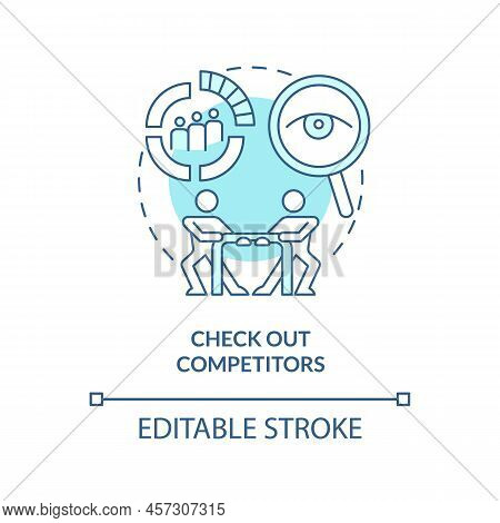 Check Out Competitors Turquoise Concept Icon. Creating Website Do Abstract Idea Thin Line Illustrati