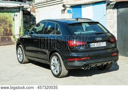 Dnepropetrovsk, Ukraine - 06.08.2022: Audi Q3 In Black. Subcompact Luxury Crossover Audi Q3. Rear Vi