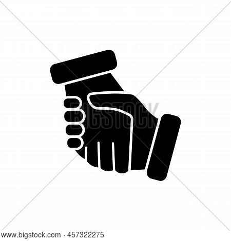 Hand Holding Hand With Handshake. Helping And Support Icon In Business. Two Hands Taking Each Other.