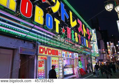 Tokyo, Japan - November 30, 2016: People Visit Robot Restaurant Of Kabukicho Area Of Shinjuku Ward I