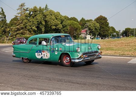 Forlimpopoli, Fc, Italy - June 16, 2022: Vintage American Car Oldsmobile Super Rocket 88 (1954) 5300