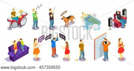 Neighbors Relations Isometric People During Quarrel, Singing, Repair And Sounds Of Drum, Barking Dog