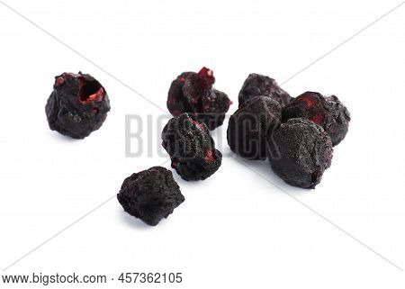 Pile Of Freeze Dried Blueberries On White Background
