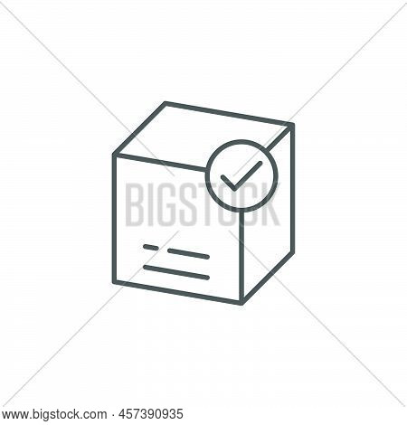 Delivered Parcel Box Line Icon. Linear Style Sign For Mobile Concept And Web Design. Cargo Box With