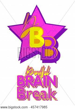 Superhero Coat Of Arms Showing Dreadful Brain Break Icon. Colorful Comic Book Style Vector Illustrat