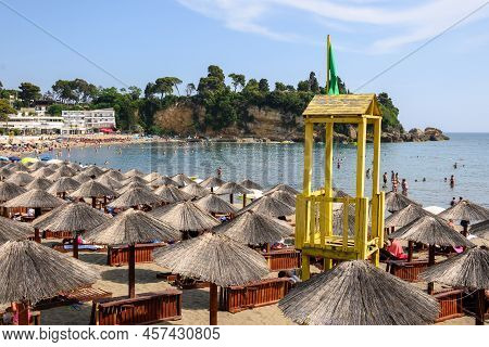 Ulcinj, Montenegro - June 4, 2022: Town Beach In Ulcinj. Ulcinj Is The Southernmost City At Monteneg