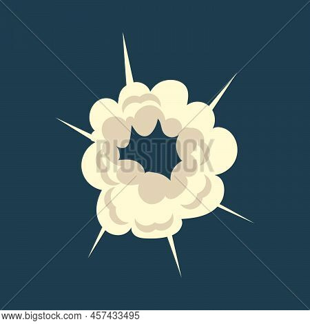 Bubble Explode Smoke Poof And Cloud Blow Effect. Wind With Cartoon Gray Fog And Boom Dust Vector Ill