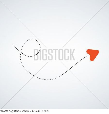 Minimalistic Airplane Dotted Path, Aircraft Tracking, Trace Or Road Vector Illustration For Infograp