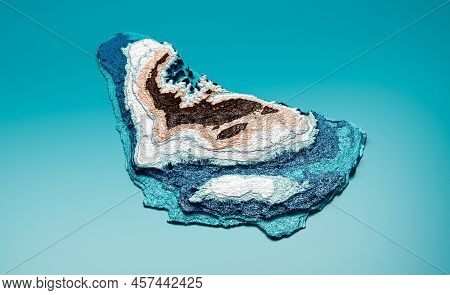 Topographic Barbados Map Hypsometric Barbados Elevation Tint Spectral Shaded Relief Map 3d Illustrat