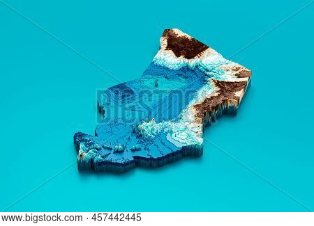 Topographic Chad Map Hypsometric Chad Elevation Tint Spectral Shaded Relief Map 3d Illustration