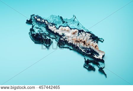 Topographic Costa Rica Map Hypsometric Costa Rica Elevation Tint Spectral Shaded Relief Map 3d Illus