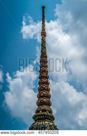 The Tip Of A Temple In Bangkok Thailand.