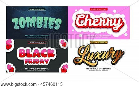 Bundle Of Editable Text Effect Design Vector. Set Of Editable Text Effect Design. Modern Editable Te