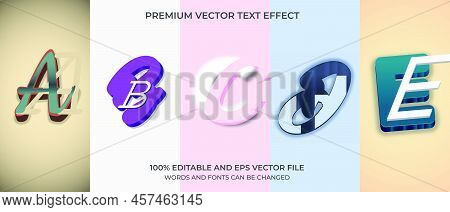 Bundle Of Editable Text Effect Design Vector. Set Of Editable Text Effect Design. Modern Editable Te