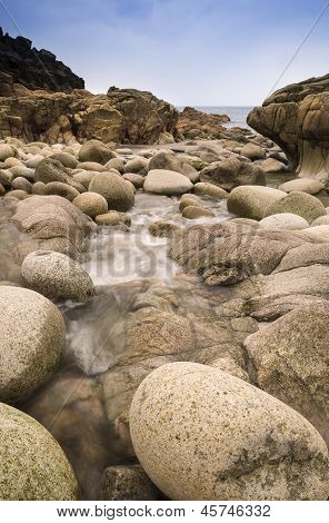 Gyönyörű táj, Porth Nanven Beach Cornwall Anglia